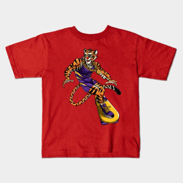 Tiger Man skateboard Kids T-Shirt by Mako Design 